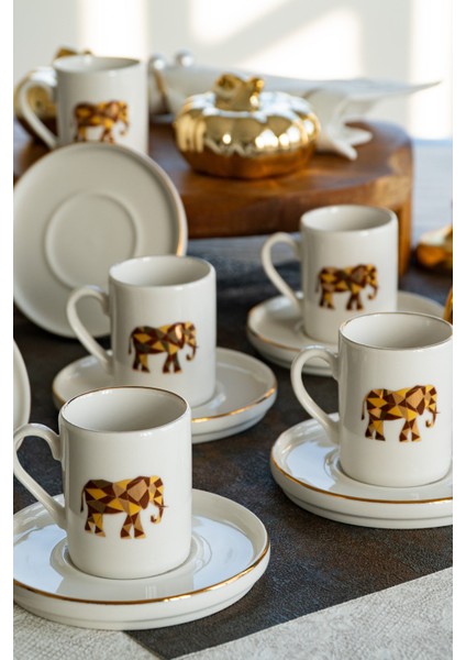 Origami Fil 12 Parça 6 Kişilik Porselen Kahve Fincan Takımı fırsatları