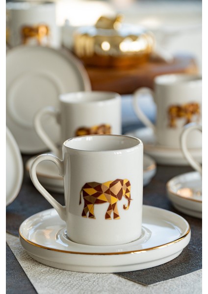 Origami Fil 12 Parça 6 Kişilik Porselen Kahve Fincan Takımı indirimleri