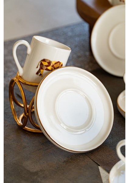 Origami Fil 12 Parça 6 Kişilik Porselen Kahve Fincan Takımı