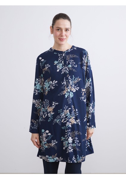 Yeni Sezon Hakim Yaka Desenli Kadın Tunik