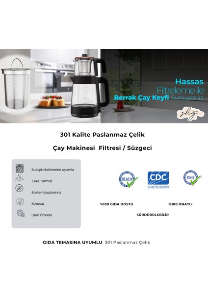 Paslanmaz Çelik Çay Makinesi Demlik Içi Çay Süzgeci / Çay Filtresi / Metal Demlik 7,65cm Çapı (Arçelik Makine Uyumlu) modelleri