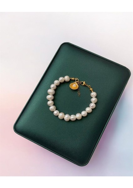 Sertifikalı Gerçek Doğal Beyaz Inci Kadın Bileklik Çelik Klips ve Uzatma Istiredye Charm
