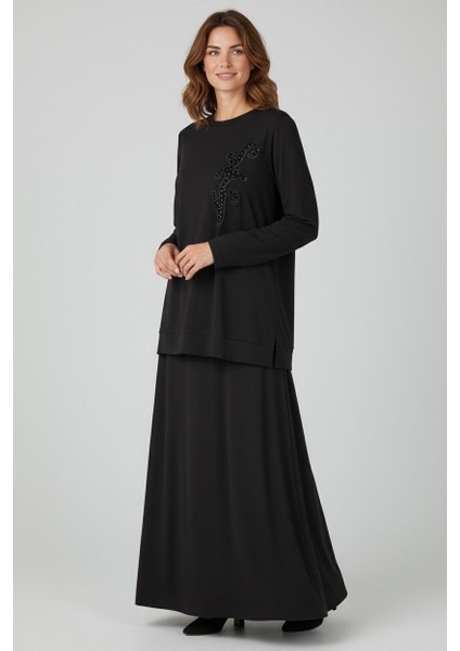 Büyük Beden Işlemeli Etekli Ikili Takım - MDS002855TKM