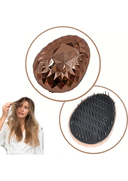Rose Gold Saç Düzleştirici Tarak Geniş Aralıklı her Saç Tipine Uygun Fırçalı Saç Düzleştirici (5361)