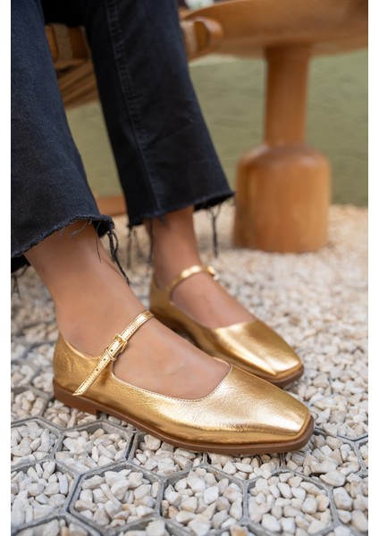 Flue Gold Kadın Tokalı Düz Babet fiyatları