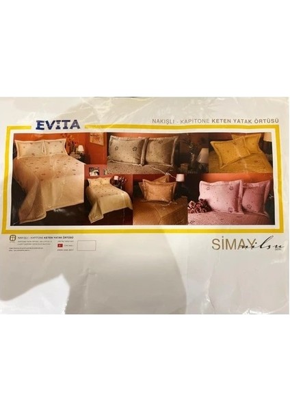 Simay Nakışlı Kapitone Keten Yatak Örtüsü