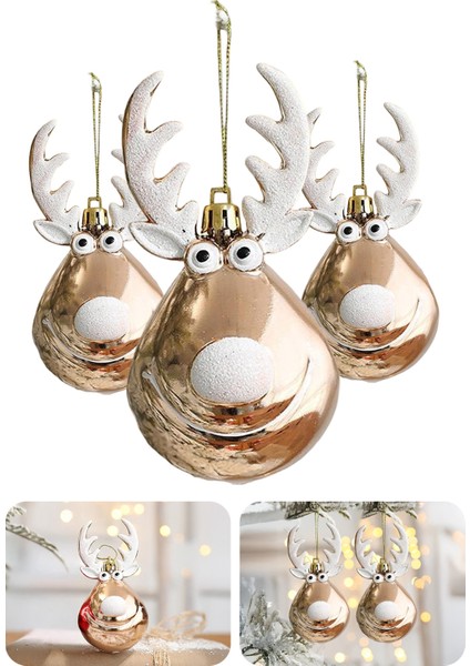 Yılbaşı Süsü Altın Geyik Figürlü Yılbaşı Ağacı Süsü Noel Dekoru Parlak Sevimli Noel Süsü Ağaç