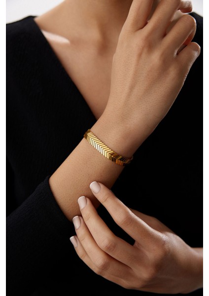 14 Ayar Altın Geniş Balık Sırtı Bileklik