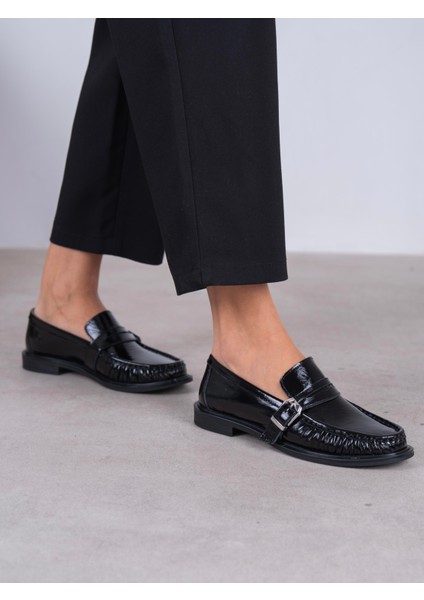 Ansa Siyah Rugan Hakiki Deri Kadın Makosen modelleri