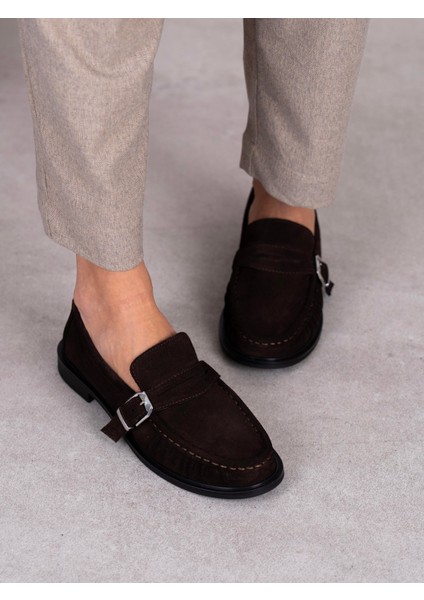 Ansa Kahve Süet Hakiki Deri Kadın Makosen modelleri