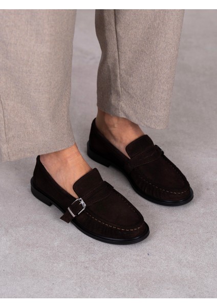 Ansa Kahve Süet Hakiki Deri Kadın Makosen fırsatları