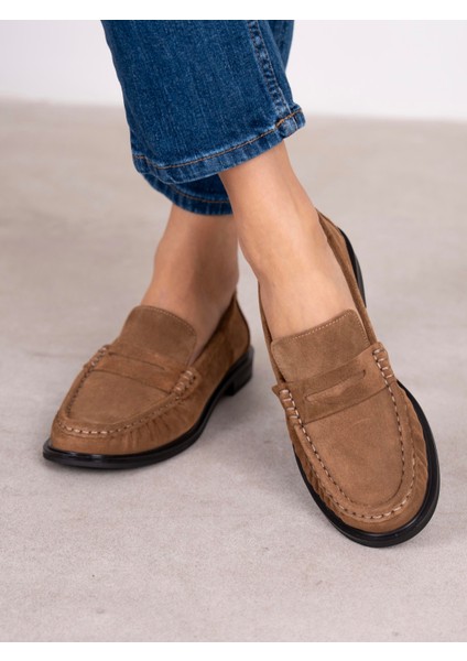Aven Camel Süet Hakiki Deri Kadın Makosen modelleri
