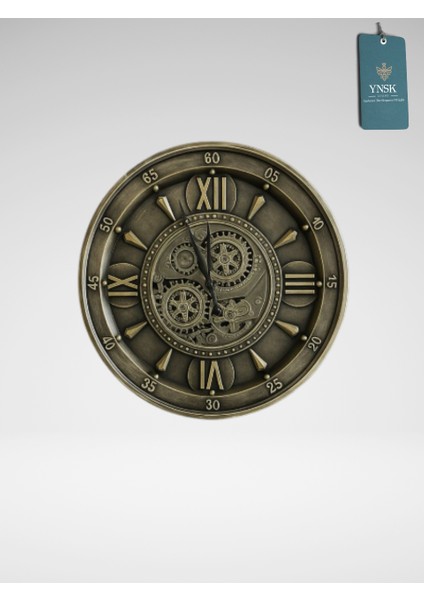 Tribunus | Metal Çark Mekanizmalı Antik Duvar Saati, Ev Saati, Ofis Saati 60 x 60 cm