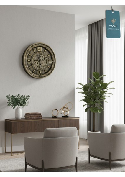 Tribunus | Metal Çark Mekanizmalı Antik Duvar Saati, Ev Saati, Ofis Saati 60 x 60 cm modelleri