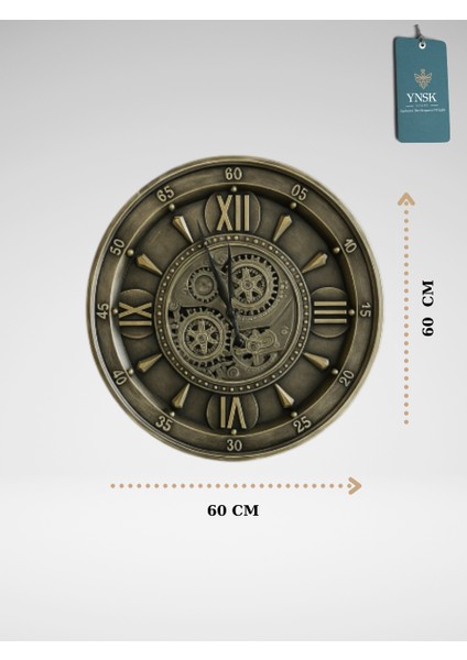 Tribunus | Metal Çark Mekanizmalı Antik Duvar Saati, Ev Saati, Ofis Saati 60 x 60 cm fırsatları