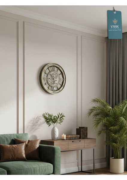 Tribunus | Metal Çark Mekanizmalı Antik Duvar Saati, Ev Saati, Ofis Saati 60 x 60 cm indirimleri