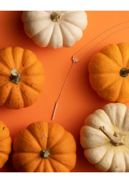 925 Ayar Gümüş Altın Renkli Zirkon Çiçek Detaylı Y Kolye – Minimal Zarif Lariat Kolye -Silveria Jewels fırsatları