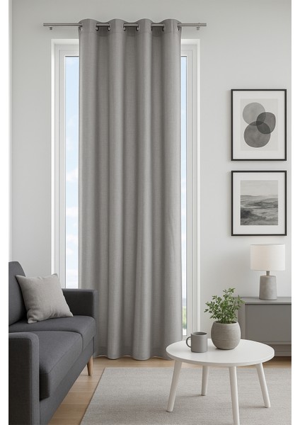 Osaka Halkalı Fon Perde Gri 140X260