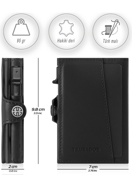 Palermo Siyah Mekanizmalı Kartlık Hakiki Deri Cüzdan Unisex Kadın Erkek Rfid Korumalı modelleri