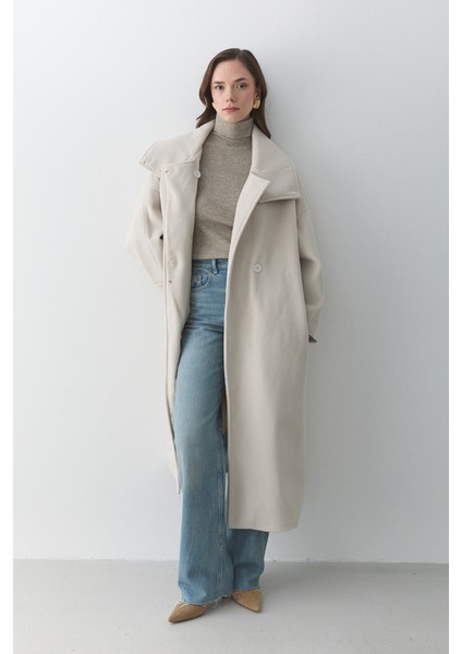 Taş Vittoria Düğmeli Yaka Kaban - 2511