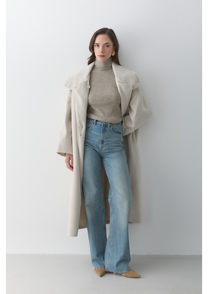 Taş Vittoria Düğmeli Yaka Kaban - 2511 indirimleri