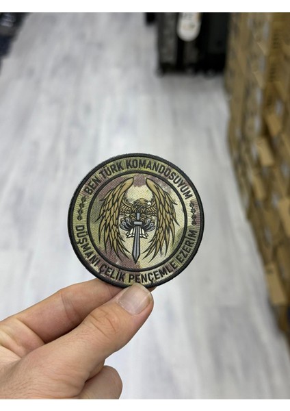 Türk Komandosu "çelik Pençe" Sloganlı Taktik Arma (Patch) (Peç)- Kartal Figürlü Kabartma - Cırtlı (Velcro) Yama