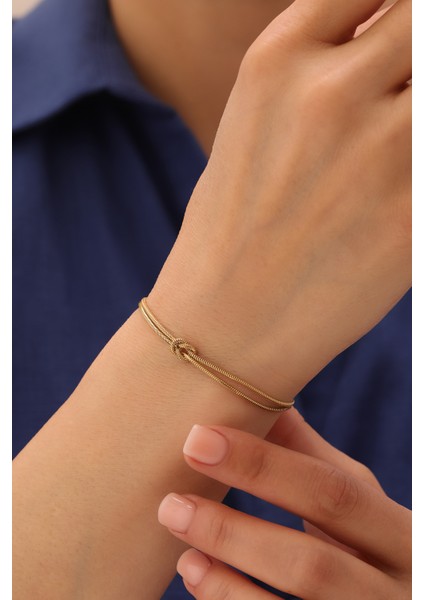 14 Ayar Altın Balık Sırtı Düğüm Bileklik