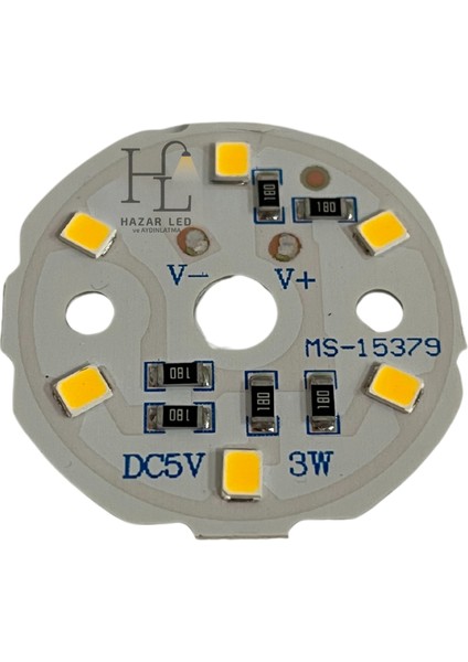 5 Volt 3 Watt Smd 2835 Ledli Hazır Projektör Ledi Gün Işığı Yuvarlak Pcb Avize Ledi 33MM (3 Adet) modelleri