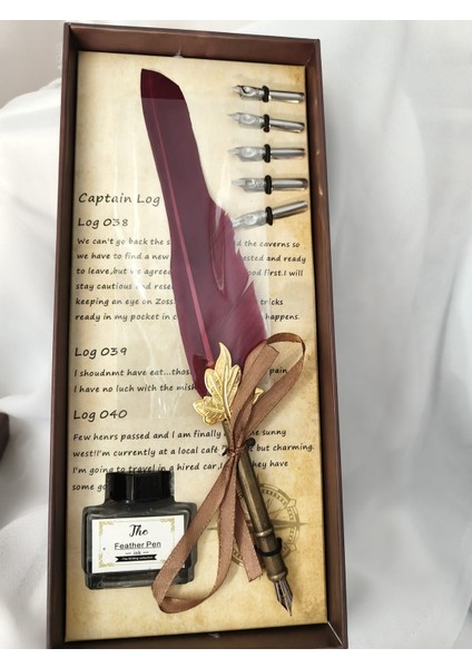 Tüy, Akçaağaç Yaprağı Detaylı Vintage Divit Kalem Seti (27 x 11 Cm) modelleri