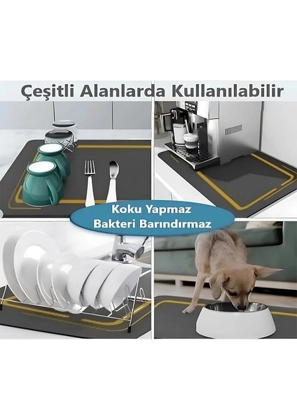 Kaymaz Tabanlı Çok Amaçlı Su Emici Sihirli Tezgah Üstü Bulaşık Yıkama Kurulama Kurutma Matı