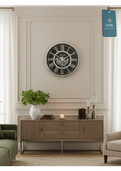 Cornelius | Metal Çark Mekanizmalı Antik Duvar Saati, Ev Saati, Ofis Saati 55 x 55 cm modelleri