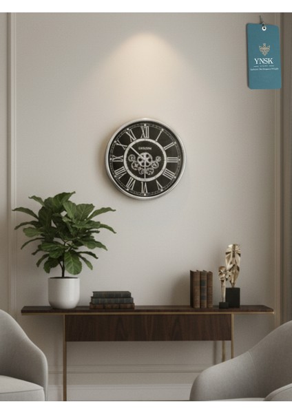 Cornelius | Metal Çark Mekanizmalı Antik Duvar Saati, Ev Saati, Ofis Saati 55 x 55 cm indirimleri