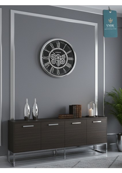 Cornelius | Metal Çark Mekanizmalı Antik Duvar Saati, Ev Saati, Ofis Saati 55 x 55 cm