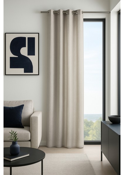 Osaka Halkalı Fon Perde Bej 140X260