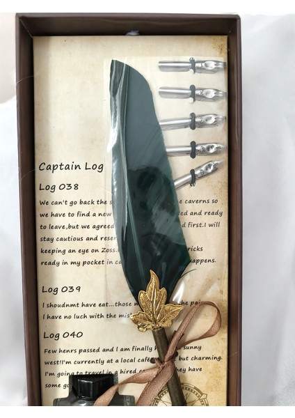 Tüy, Akçaağaç Yaprağı Detaylı Vintage Divit Kalem Seti (27 x 11 Cm) fiyatları