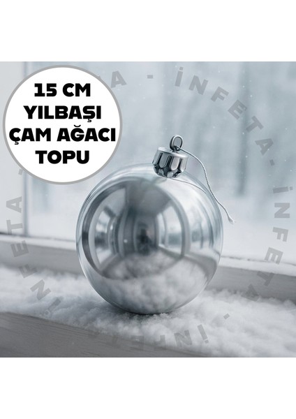 15CM Parlak Yılbaşı Çam Ağacı Topu 1 Adet Gümüş Çam Ağacı Süsü