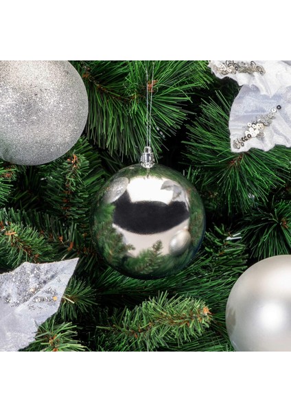 15CM Parlak Yılbaşı Çam Ağacı Topu 1 Adet Gümüş Çam Ağacı Süsü modelleri