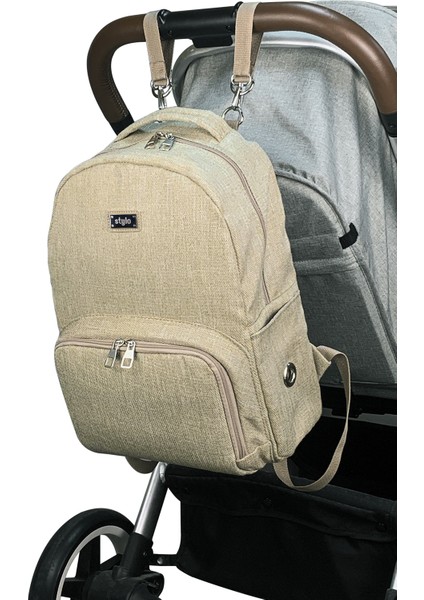 Anne Bebek Bakım Kadın Omuz Çantası Venedik & Duo Anne Bebek Bakım Sırt Çantası Takım-Bej