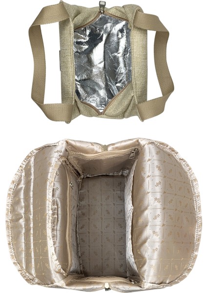 Anne Bebek Bakım Kadın Omuz Çantası Venedik & Duo Anne Bebek Bakım Sırt Çantası Takım-Bej