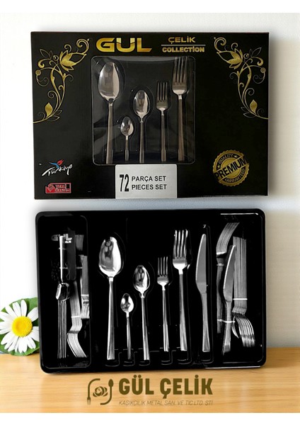 72 Parça 12 Kişilik Çatal Kaşık Seti Sade Model Kutulu 18/0 Kalite