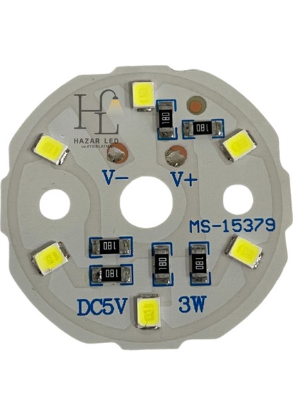 5 Volt 3 Watt Smd 2835 Ledli Hazır Projektör Ledi Beyaz Yuvarlak Pcb Avize Ledi 33MM (3 Adet) fiyatları