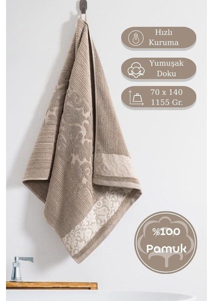Pamuk Tekli Havlu Jakarlı Karna Premıum Stella - 70 x 140