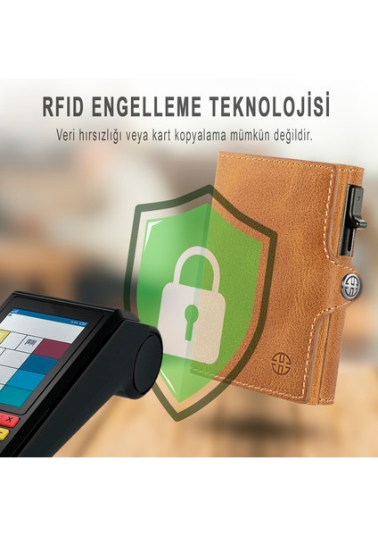 Palermo Taba Mekanizmalı Kartlık Hakiki Deri Cüzdan Unisex Kadın Erkek Rfid Korumalı indirimleri