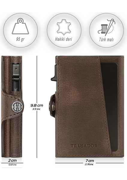 Palermo Kahverengi Mekanizmalı Kartlık Hakiki Deri Cüzdan Unisex Kadın Erkek Rfid Korumalı modelleri