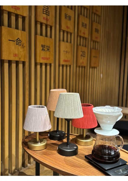 Bordo Kadife Süet Kablosuz Pilli Masa Lambası - Alt Eskitme Gold modelleri