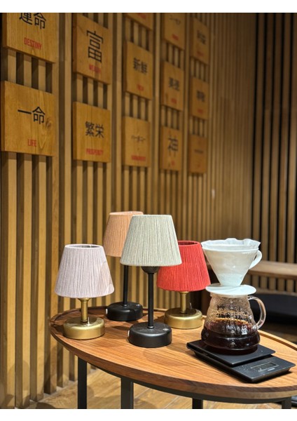 Bordo Kadife Süet Kablosuz Pilli Masa Lambası - Alt Eskitme Gold fırsatları