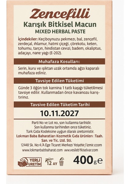 Zencefil'li Bitkisel Macun | Zencefil - Keçiboynuzu Pekmezi - Çörek Otu - Zerdeçal - Hindistan Cevizi fiyatları