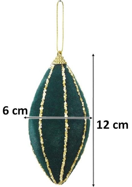 Yılbaşı Ağaç Süsü Simli Kadife Damla Sarkıt Dekoratif Süs Yeşil 12 cm 3'lü fiyatları