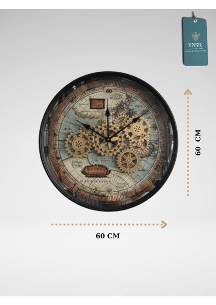 Marcellus | Metal Çark Mekanizmalı Antik Duvar Saati, Ev Saati, Ofis Saati 60 x 60 cm fiyatları