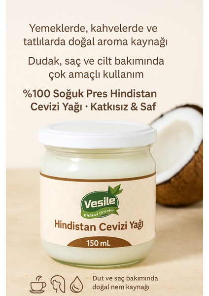 Hindistan Cevizi Yağı -Soğuk Sıkım - 150 ml modelleri